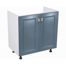 Masca pentru chiuveta cu 2 usi Zebra, Alba/MDF Albastru, fara blat, 80 x 82 x 50 cm